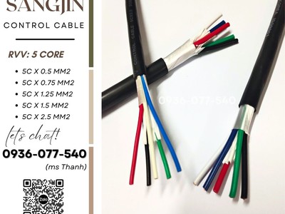 Cáp điều khiển 5 x 0.75 mm2 - không lưới chống nhiễu Sangjin RVV 0