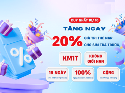 Chào mừng 70 năm giải phóng Thủ Đô - MobiFone khuyến mãi 20 nạp tiền trả trước 0