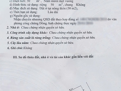 Chính chủ cần bán đất   sổ đỏ trao tay   50m2   mai lâm   đông anh 4