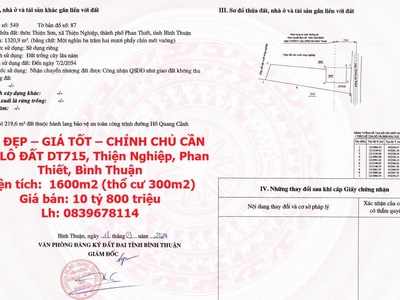 Đất đẹp   giá tốt   chính chủ cần bán lô đất dt715, thiện nghiệp, phan thiết, bình thuận 0