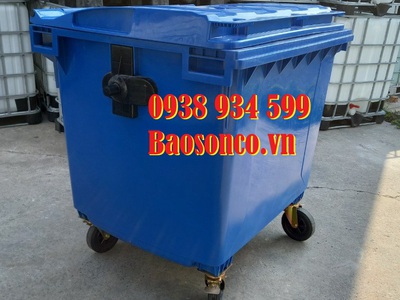 Xe thu gom rác đẩy tay 1100 lít, thùng rác công cộng 1100l 2