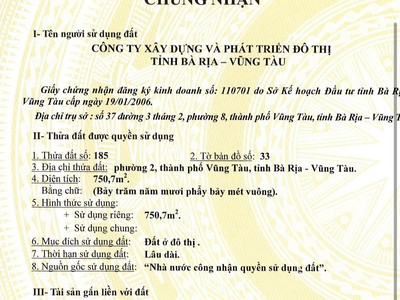 Chính chủ bán gấp nhà mặt tiền phan huy ích phường 2 tp vũng tàu 750m2  giá 72 tỷ 2