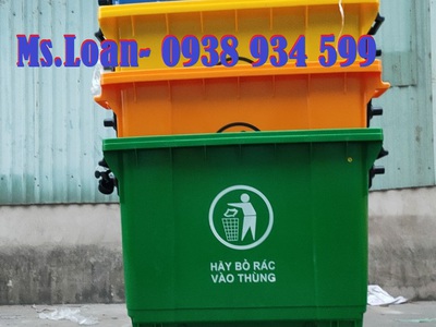 Xe gom rác nhựa 660 lít màu xanh dương 1