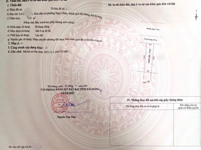 Bán lô đất KDC Ngọc Châu, Đồng Triều, ph Ngọc Châu, TP HD, 72m2, mt 4.5m, đường 15.5m, 3.2x tỷ 3