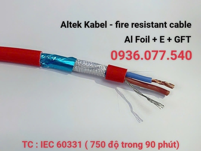 Cáp chống cháy Altek Kabel 2 x 1.5 mm2   E   GFT - chống nhiễu Al foil , IEC 60331 0