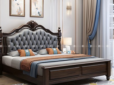 Giường Ngủ Gỗ Sồi Tự Nhiên Tân Cổ Điển Sang Trọng 4