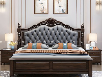 Giường Ngủ Gỗ Sồi Tự Nhiên Tân Cổ Điển Sang Trọng 3