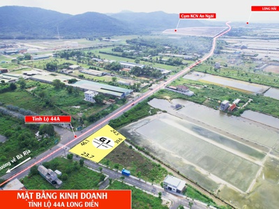 Măt bằng kinh doanh 46x24m 80tc góc 2 mt tỉnh lộ 44a long điền giá 3,5tr/m2 0
