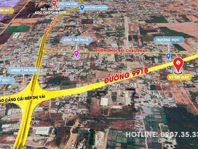Bán lô đất sát đường 991b vành đai 4. hội bài châu pha hướng vào cảng cái mép. cách ql 51 chỉ 200m 0
