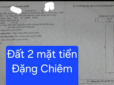 Cần bán đất 2 mặt tiền đường đặng chiêm - sạch đẹp - gía đầu tư 1
