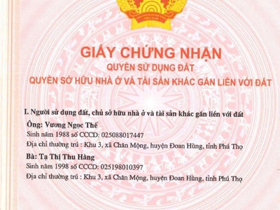 Chính chủ bán lô đất mặt đường ql2 chân mộng, đoan hùng, phú thọ 0