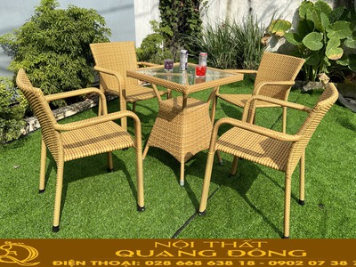 Bàn ghế cafe mây nhựa chất lượng, bền đẹp, giá tốt khu vực Quận 12 TP HCM 4