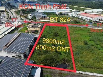 9800m2 đất mặt tiền Tỉnh lộ 824 xã Lương Bình,huyện Bến Lức giá 43 tỷ 0