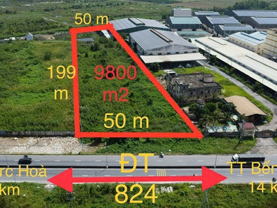 9800m2 đất mặt tiền Tỉnh lộ 824 xã Lương Bình,huyện Bến Lức giá 43 tỷ 3