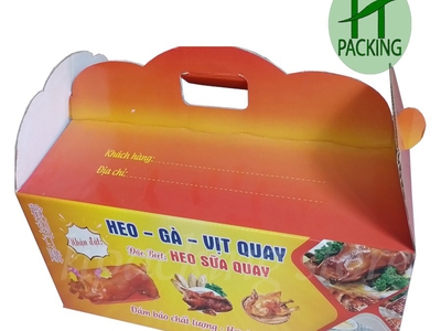 Thùng heo quay in sẵn, mâm đựng heo quay đủ size kèm hoa giấy trang trí 0