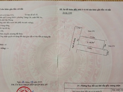 Bán lô góc ngõ 210 Cát Linh, Tràng Cát dt 46,3m2 ngõ rộng 3,5m oto quay đầu thoải mái. 0
