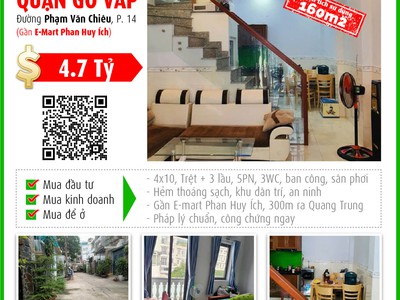 Cần bán nhà 4 tầng, Phạm Văn Chiêu, Gò Vấp - Giá tốt 4.7 tỷ 0