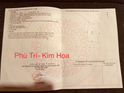 Bán 48,9m2 đất, full thổ cư, ngõ ô tô, thôn phù trì, xã kim hoa, mê linh, hà nội 2