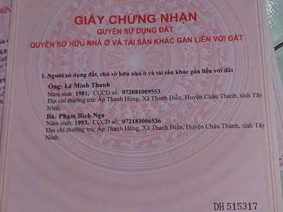 Chính chủ cần bán lô đất đẹp huyện châu thành tỉnh tây ninh 0