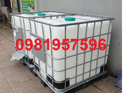 Bồn nhựa 1000 lít, tank nhựa IBC 1000l, Bồn nhựa khung sắt cũ mới 1