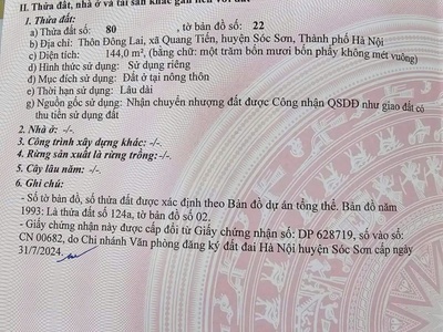 Đất chính chủ dt 144 trục chính thôn đông lai, xã quang tiến, sóc sơn 4