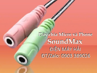Dây cáp SoundMax chia 1 cổng 3,5mm trên laptop ra 2 cổng Mic/phone 3