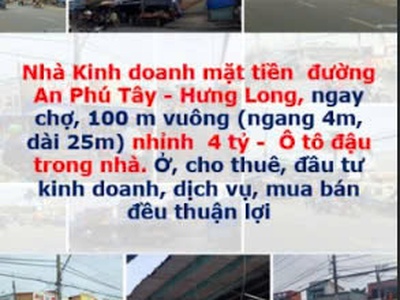 Nhà mặt tiền an phú tây - hưng long, bình chánh 100m2, giá 4,2 tỷ 0