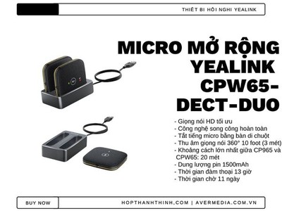  Micro Mở Rộng Yealink CPW65-DECT-Duo: Đẳng Cấp Hội Nghị Không Dây 0