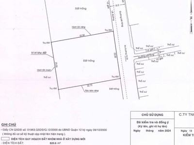 Bán  lô đất  Đường  7m Cách MT  Thạnh Xuân  25 khoảng  150m Dt 1825 m 4