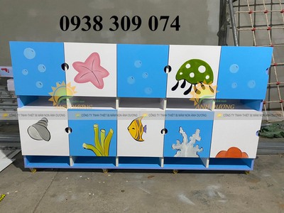 Tủ đựng cặp dép mầm non, tủ đựng đồ dùng cá nhân trẻ em 4