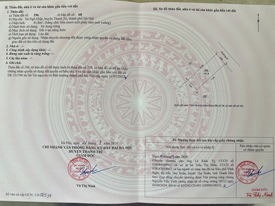 Bán đất tương chúc, ngũ hiệp, thanh trì , diện tích 42m2 ngõ thông. giá rẻ chỉ 4,x tỷ. 0