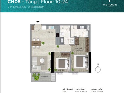 Chào bán căn hộ filmore đà nẵng 2 phòng ngủ tầng thứ 14 - mã căn ch14.05 4