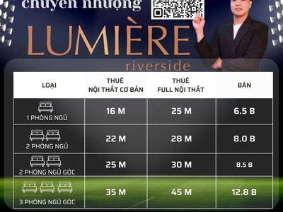 Cho thuê căn hộ lumiere riverside 3pn 93m , full nội thất, tầng cao view đẹp, giá 40 tr/th 4