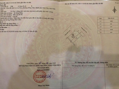 Bán đất phân lô tại Lai Sơn, Vĩnh Yên, Vĩnh Phúc. 2 mặt tiền 3,7 tỷ. LH: 098.991.6263 0