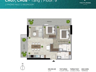 Chào bán căn hộ 2 phòng ngủ tòa filmore đà nẵng từ chủ đầu  tư tầng 9 mã căn ch09.08 4