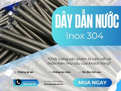 Dây Cấp Nước Nóng Lạnh Inox 304 - Dandat.Flex 18