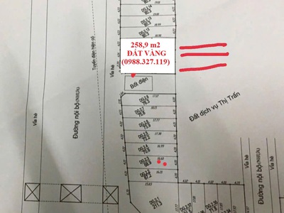 Bán 258,9m2 trong khu đất đấu giá hoài đức giáp ql32 0