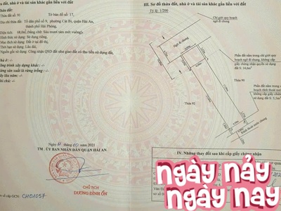 Bán đất 68m, mặt ngõ 92 nguyễn văn hới - cát bi, ngõ 5m, giá 3.67 tỉ, sổ đỏ 0