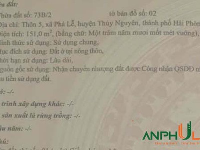 Cần bán lô đất đẹp đường thôn tại Phả Lễ,Thủy Nguyên, Hải Phòng 1