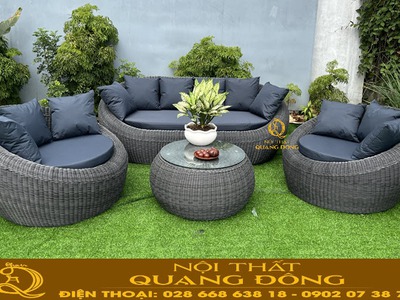 Sofa giả mây dành cho phòng khách gia đình, căn hộ 6