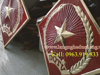 Logo dân quân tự vệ 65x65cm, mẫu logo dân quân tự vệ bằng đồng 1