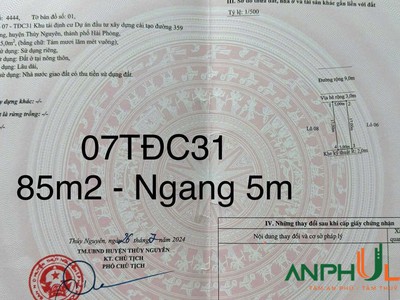 Chuyển nhượng lô đất 07 TĐC 31 tại tái định cư Hoa Động, Thủy Nguyên, Hải Phòng 3