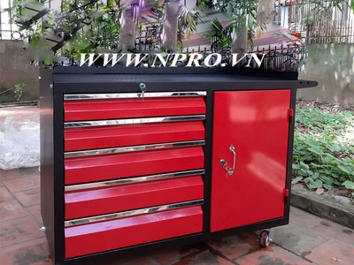 Xe đẩy 3 ngăn kết hợp bảng treo khay 5