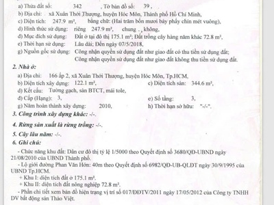 Chính chủ cần bán gấp nhà 166 ấp 2 xã xuân thới thượng, đường phan văn hớn huyện hóc môn, tp hcm 2