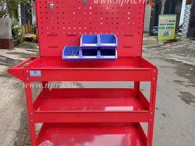 Xe đẩy 3 ngăn kế hơp bảng treo khay 4