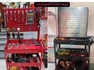 Xe đẩy đồ nghề 3 ngăn có bảng treo 0