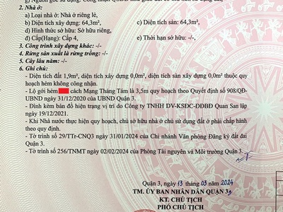 Bán nhà đường cách mạng tháng tám, quận 3, 85m2, gần công viên, giá rẻ 0