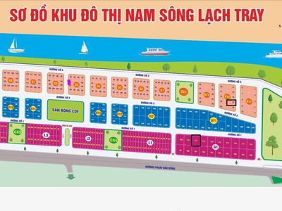 Bán lô đất 400m2 Khu đô thị Nam Sông Lạch Tray ngay gần Cầu Rào 1, Q Dương Kinh, HP 3
