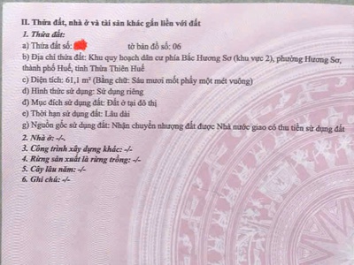 Chính chủ bán lô đất đẹp tại kqh hương sơ - khu vực 2 phường hương sơ, quận phú xuân, tp. huế 3