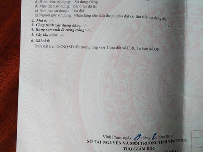 Bán ô đất phân lô tại Thành Phố Vĩnh Yên, Vĩnh Phúc. Hướng Tây Nam Giá chỉ 2.35 tỷ 0